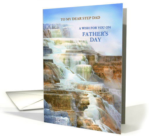 To Step Dad on Father's Day Mammoth Hot Springs Yellowstone Park card