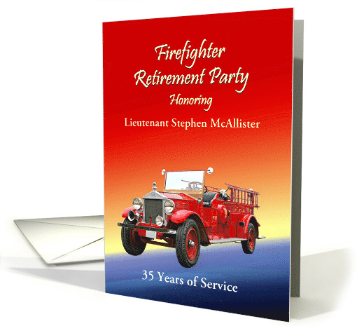 Firefighter Retirement Party Invitation Antique Fire... (1560864)