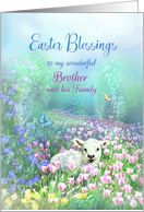 To My Brother and His Family, Easter Blessings Lamb and Tulips card