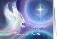 Christmas Angel and Star over Bethlehem for Peace on Earth card