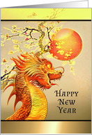Chinese New Year Dragon under Red Moon Business to Employees card