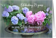 Happy Silver Wedding Anniversary, 25th, with Hydrangea & Peonies card