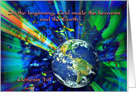 Happy Earth Day Genesis Galaxy of Color In the Beginning God card