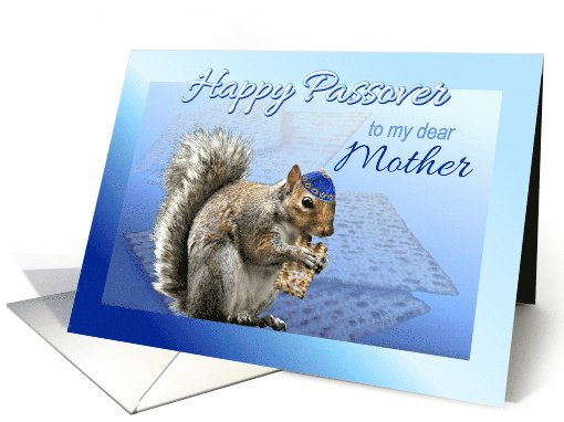 To Mother Happy Passover Squirrel with Matzah and Kippah card (777853)