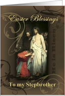 Easter Blessings to Stepbrother, Jesus is Risen card