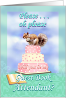 Guest Book Attendant, Cute Squirrel card