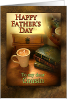 To Cousin, Father’s Day Coffee Mug with Decorative Swirl card