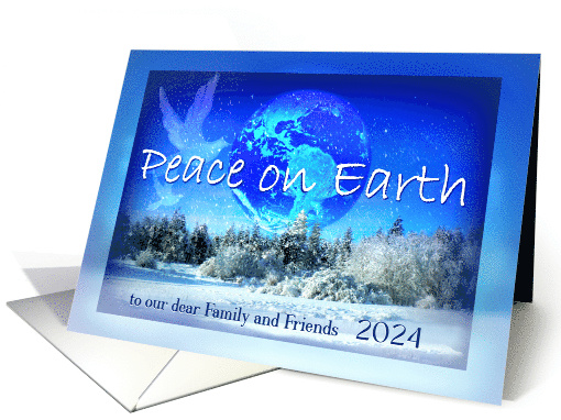 2024 New Year Peace on Earth with Doves over Snowy Landscape card