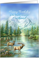 Happy Birthday To Husband Elks and Mountain Lake to Husband card