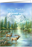 Happy Birthday to Grandpa Mountain Lake and Elks to Grandfather card