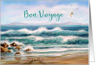 Bon Voyage Have a Happy Vacation Aqua Seascape with Seagulls card