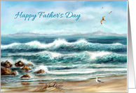 Happy Father’s Day, Ocean Waves on a Rocky Beach card