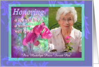 A Woman Well Loved Memorial Service Invitation for Photo card