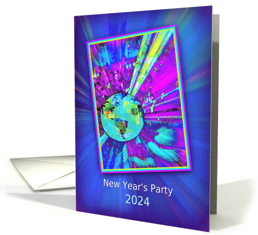 2024 New Year's Eve Party Invitation Planet Earth with Light Rays card