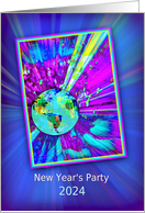 2024 New Year’s Eve Party Invitation Planet Earth with Light Rays card