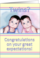 Expecting Fraternal Twins Boy and Girl Congratulations on Pregnancy card