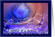 Happy Earth Day Planet with Abstract Fire and Ice card