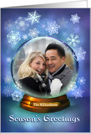 Christmas Snow Globe Photo Card, Snowflakes, Custom Front card