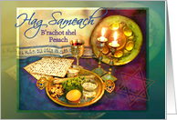 Passover Seder Hag Sameach Hebrew Pesach Blessings Seder Plate card
