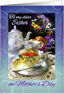 Happy Mother’s Day to Sister, Vintage Teacups and Teapot card