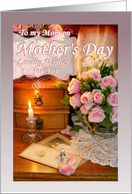 To Mom from Son on Mother’s Day, Pink Roses and Pearls card