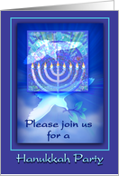 Hanukkah Party Invitation with Hanukkiah Menorah and Dove card