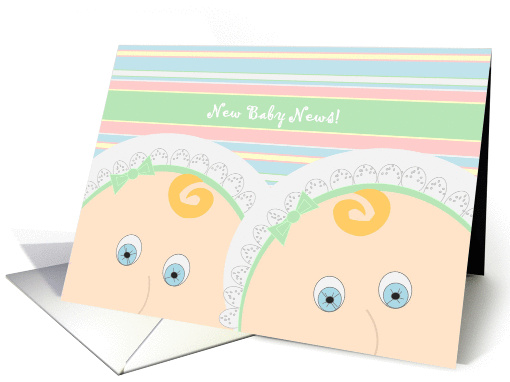 We Are Expecting Twins! - Baby Faced Announcement card (1001117)