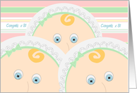 Congratulations New Parents of Triplets! - Baby Faced Congrats Card