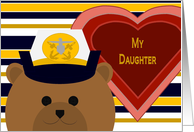 Daughter - Stylized Naval Officer Bear - Valentine card