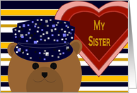 Sister - Navy Working Uniform Bear - Valentine card