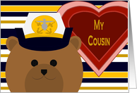 Cousin - Naval Officer Bear/ Female - Valentine card