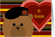 Grandson - U. S. Army Black Beret Uniform Bear -Valentine card