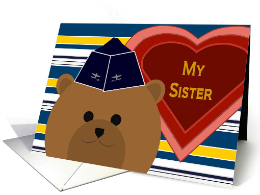 Sister - U. S. Air Force Garrison Cap Bear - Valentine card (1008401)