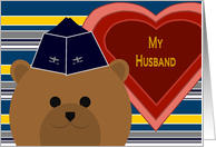 Husband - U. S. Air Force Garrison Cap Bear - Valentine card