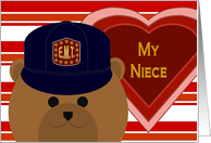 Niece - E.M.T. Bear - Love & Pride Valentine card