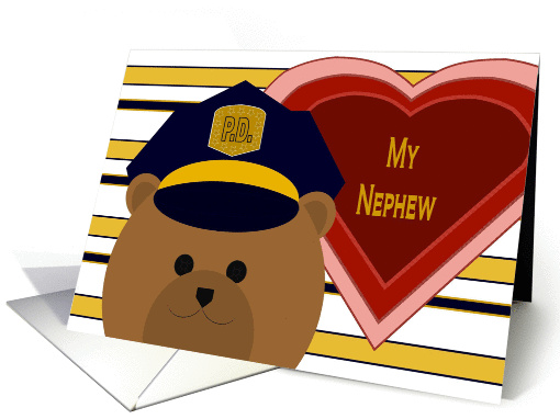 NEPHEW - Police Officer Bear - Love Pride Valentine card (1009815)