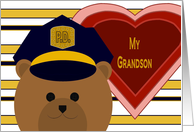 GRANDSON - Police Officer Bear - Love Pride Valentine card