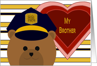 BROTHER - Police Officer Bear - Love Pride Valentine card