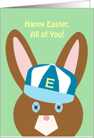 Happy Easter All of You! - Bunny with Ball Cap card