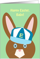 Baby, Happy 1st Easter! - Bunny with Ball Cap card