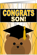 Son - Any Graduation Celebration with Cap & Gown Bear card
