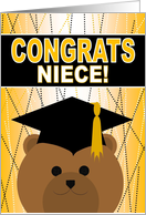 Niece - Any Graduation Celebration with Cap & Gown Bear card