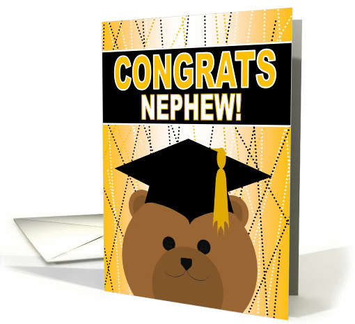 Nephew - Any Graduation Celebration with Cap & Gown Bear card