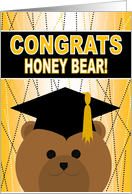 Honey Bear - Fiance - Any Graduation Celebration with Cap & Gown Bear card