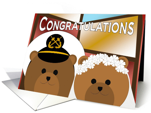 Wedding Congratulations - Naval Enlisted Groom & Civilian Bride card