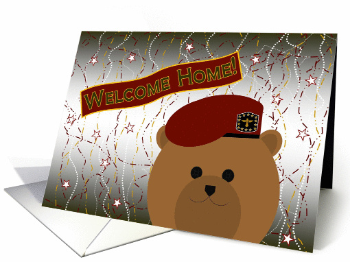 Welcome Home! Army - Red Beret Army Airborne Bear card (1081932)