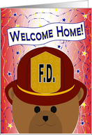 Welcome Home Son! Fire Fighter Bear card