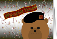 Welcome Home Bro! Army Black Beret Cap Bear card