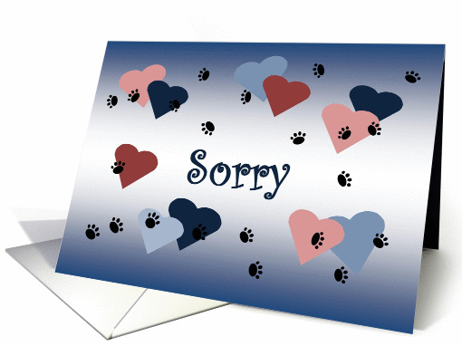 Paw Prints on Heart - Loss of Pet Sympathy card (1098536)