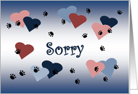 Paw Prints on Heart - Loss of Pet Sympathy Card